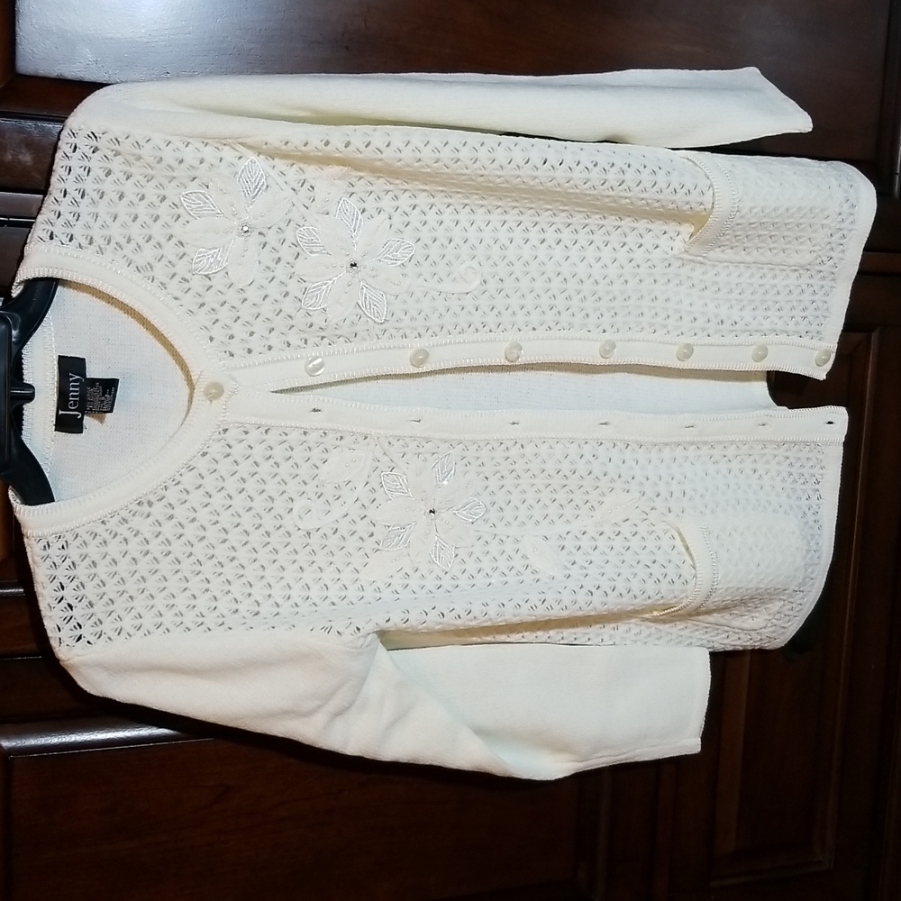 Ivory cardigan sweater - Picture 2 of 8